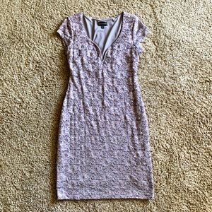 Connected apparel taupe sequined lace sheath dress